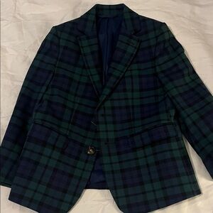 Boys’ Green and Blue Plaid Blazer